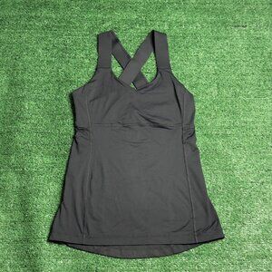 Lululemon Long Breath 2-In-1 Tank Light Support For B/C Cup Yoga Black Top Sz 4